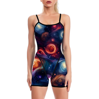 12 Galaxy, Space Designs, Polyester Spandex Yoga Exercise Jumpsuit