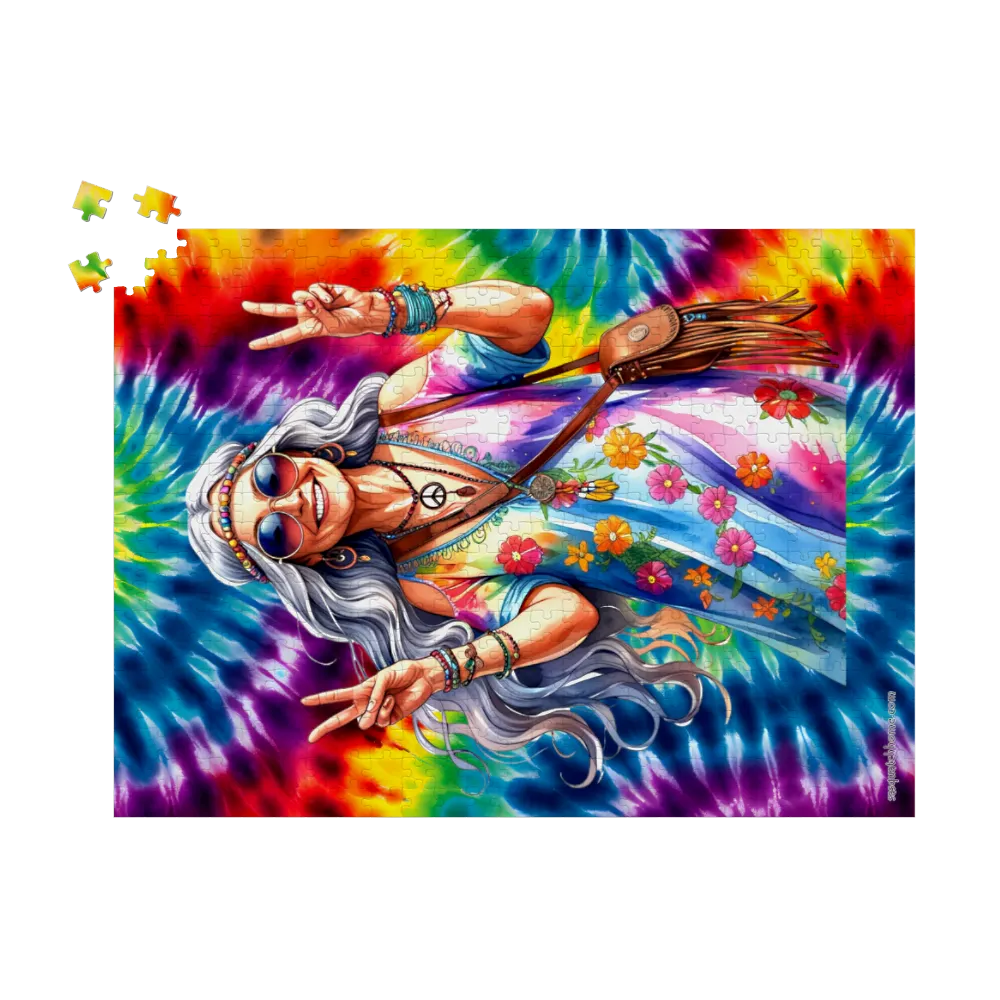 Old Hippie Lady, Jigsaw Puzzles, 4 Sizes