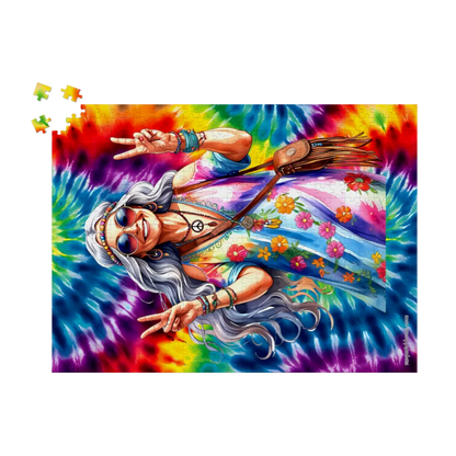 Old Hippie Lady, Jigsaw Puzzles, 4 Sizes