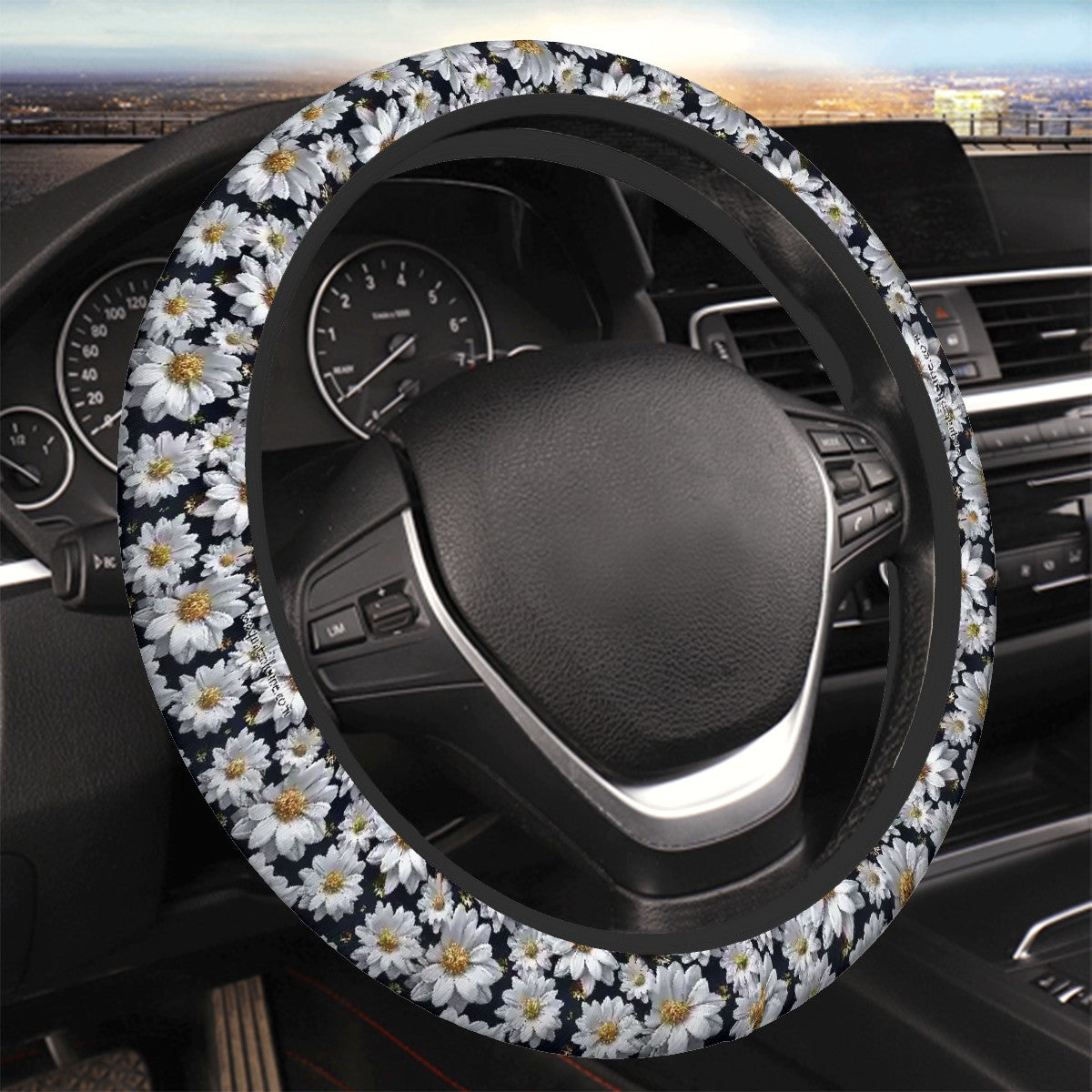 10 Flower Designs, Rugged Auto Steering Wheel Cover - 15"