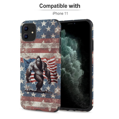 Bigfoot Sasquatch With Flag, Microfiber iPhone 11 Cases