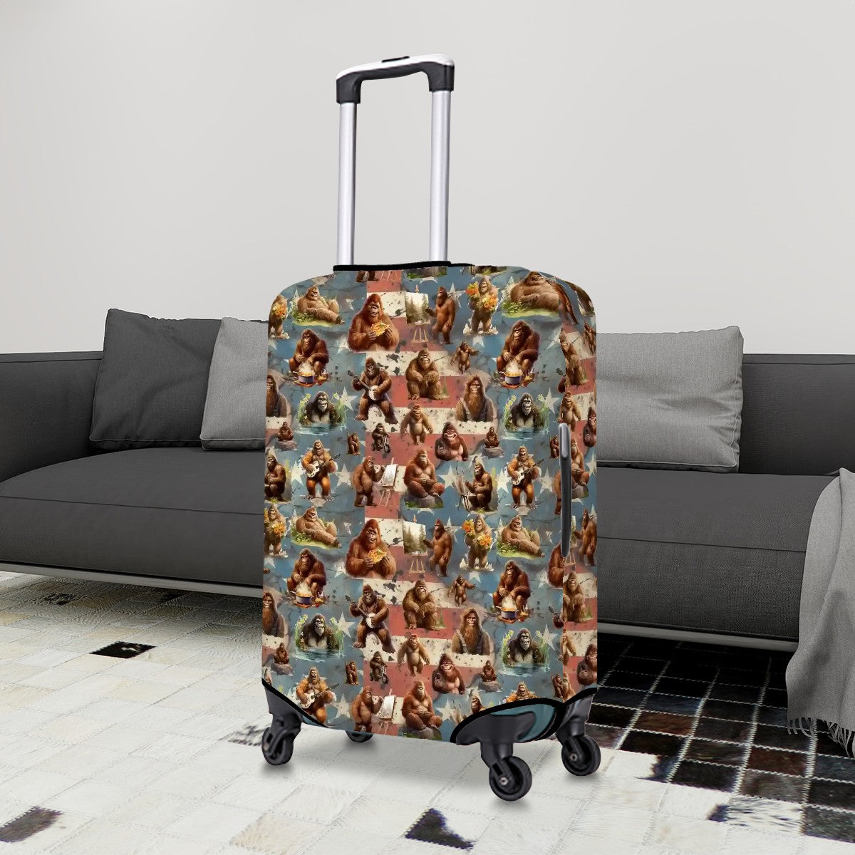 Summer Sasquatch Bigfoot Polyester Luggage Cover / Protector (With Belt)