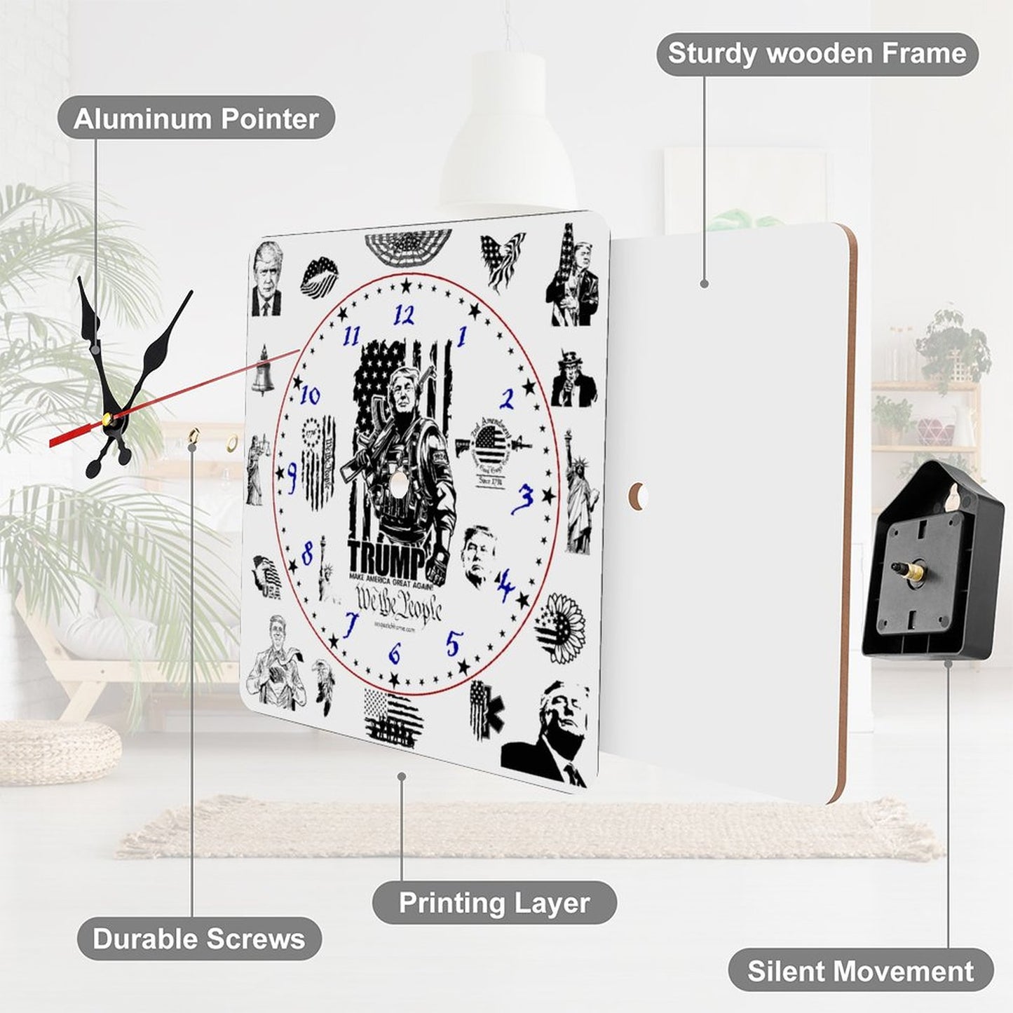 Donald Trump Badass, Square Wall Clock