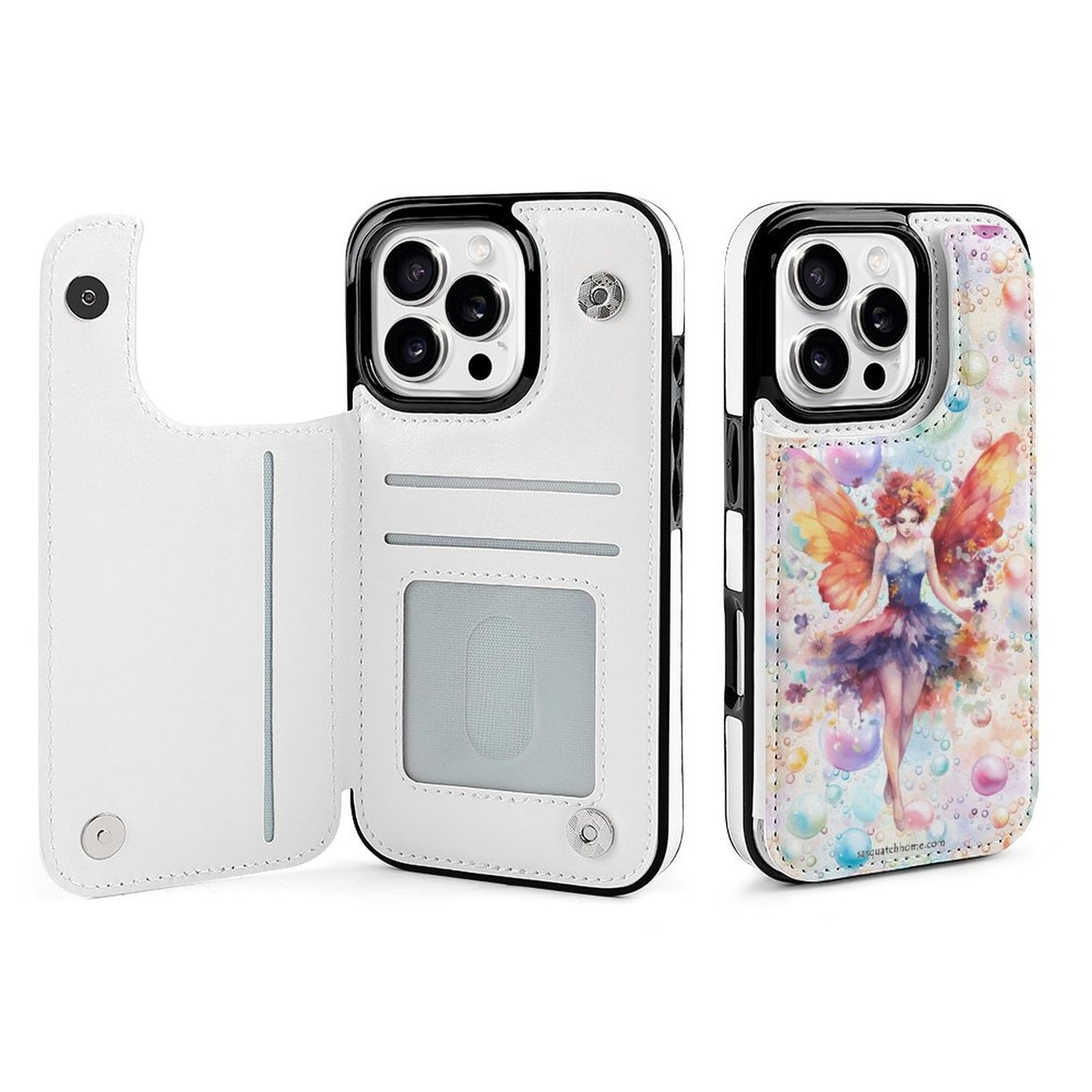 Fairy on Bubbles, iPhone 16 Faux Leather Wallet Case