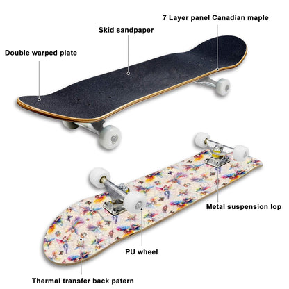 6 Fairy Designs, High Density 7 Layer Skateboard, Made In USA