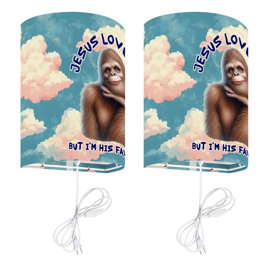 Bigfoot / Sasquatch "Jesus loves you..", Wall Sconces, Set of 2, Plug In