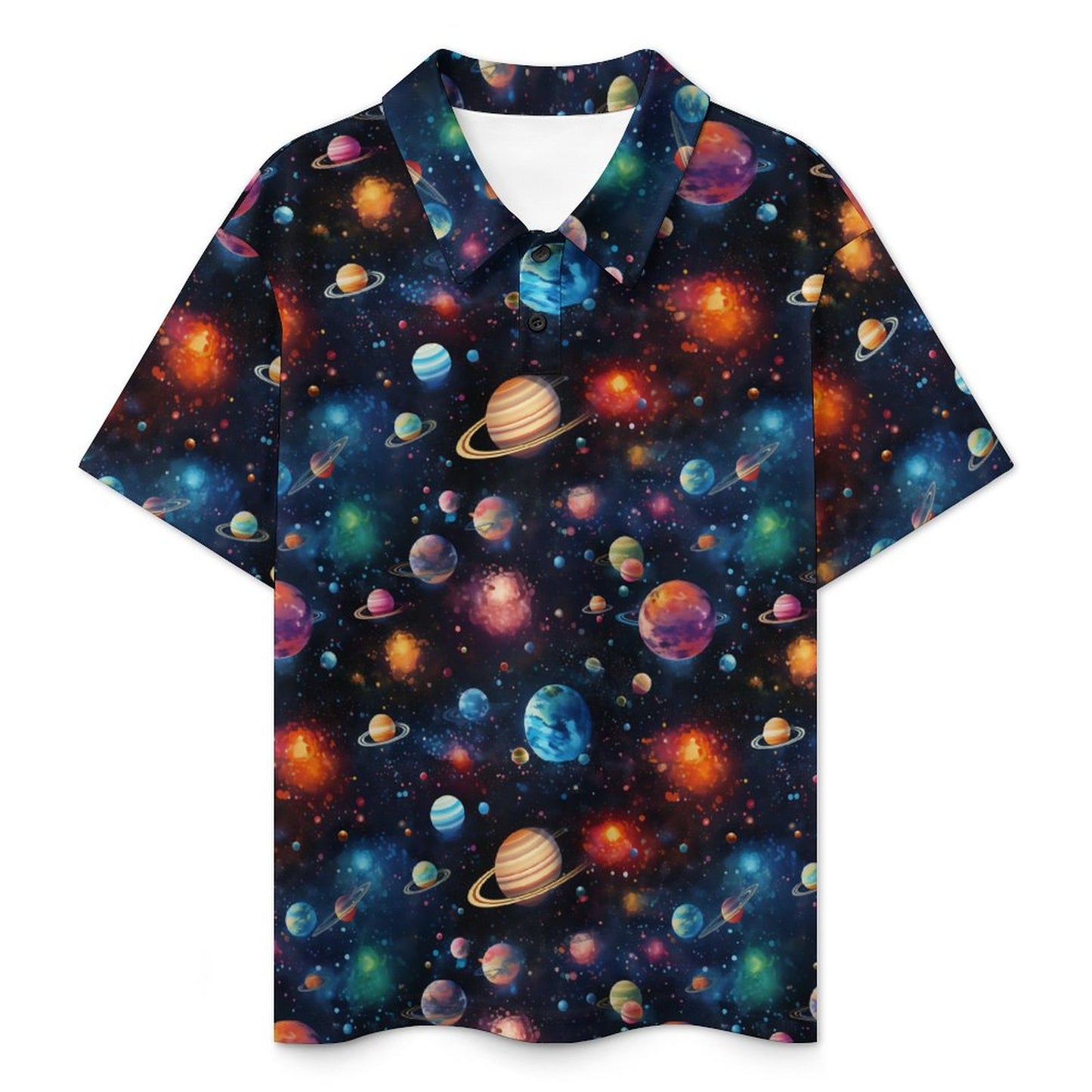 12 Galaxy, Outer Space, Kids Button Down Polo Shirt