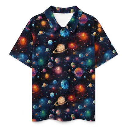12 Galaxy, Outer Space, Kids Button Down Polo Shirt