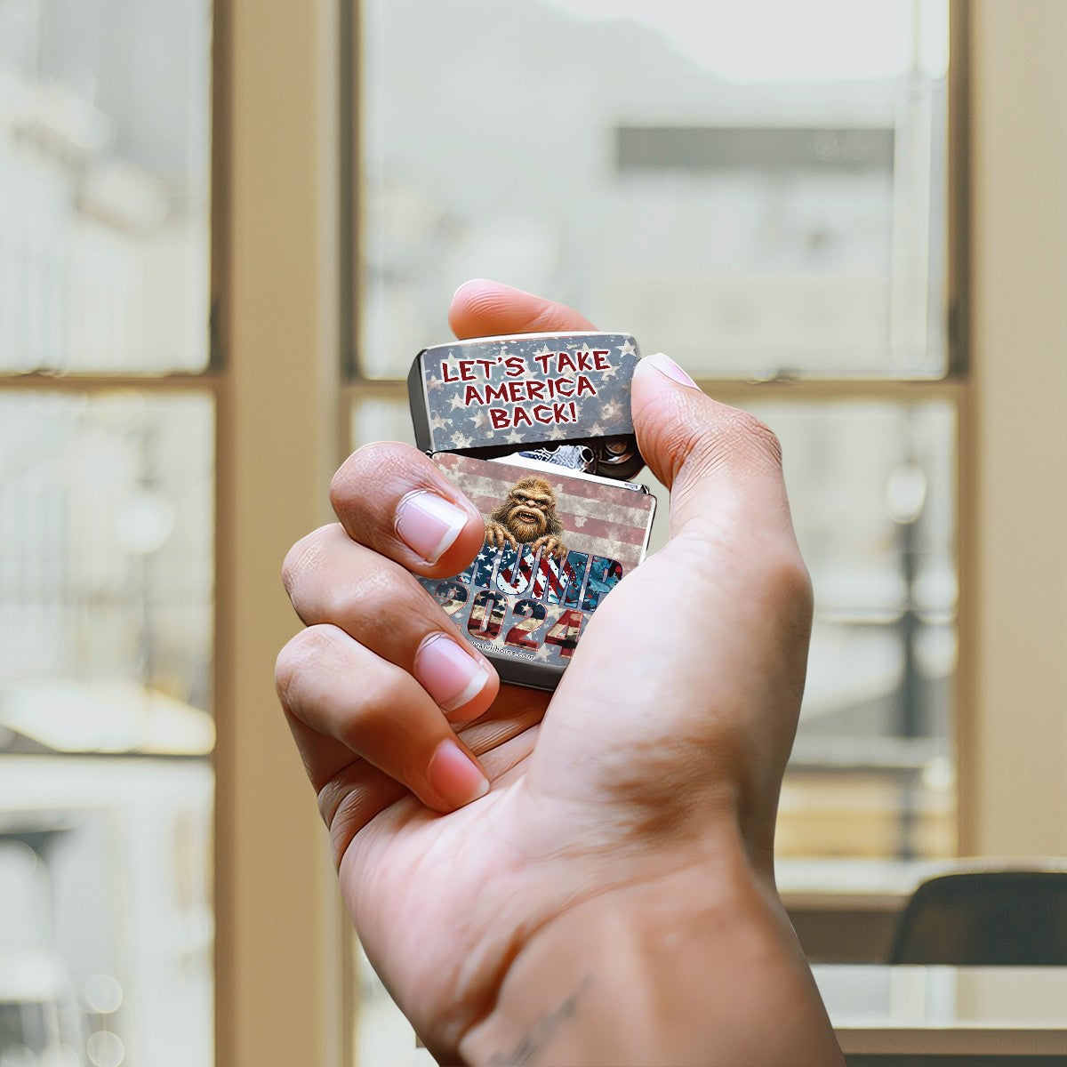Take Back America Sasquatch Bigfoot 2024 Metal Lighter Case