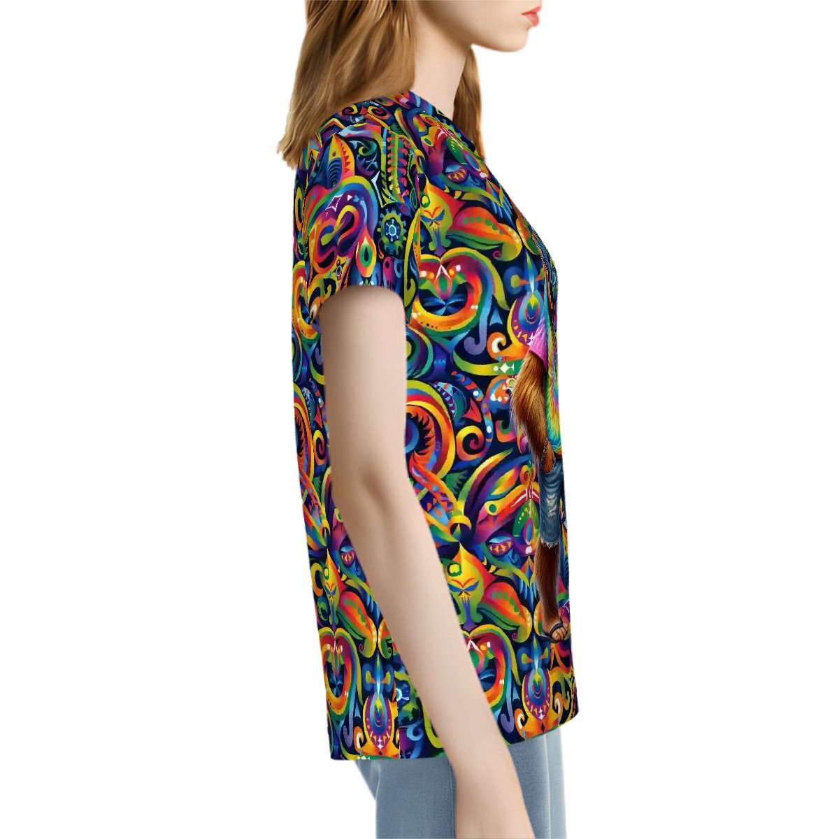 Hippie Bigfoot, Sasquatch, Women’s Polyester Short Sleeve T-Shirt