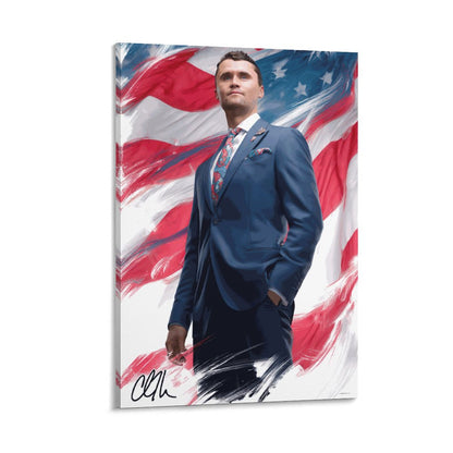 Charlie Kirk Framed Canvas Wooden Frame Wall Art Print