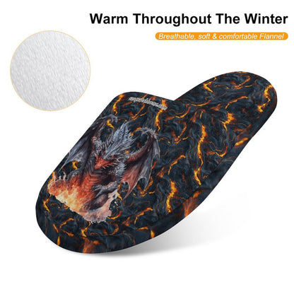 Fire Dragon Flannel Children's Cotton Slippers