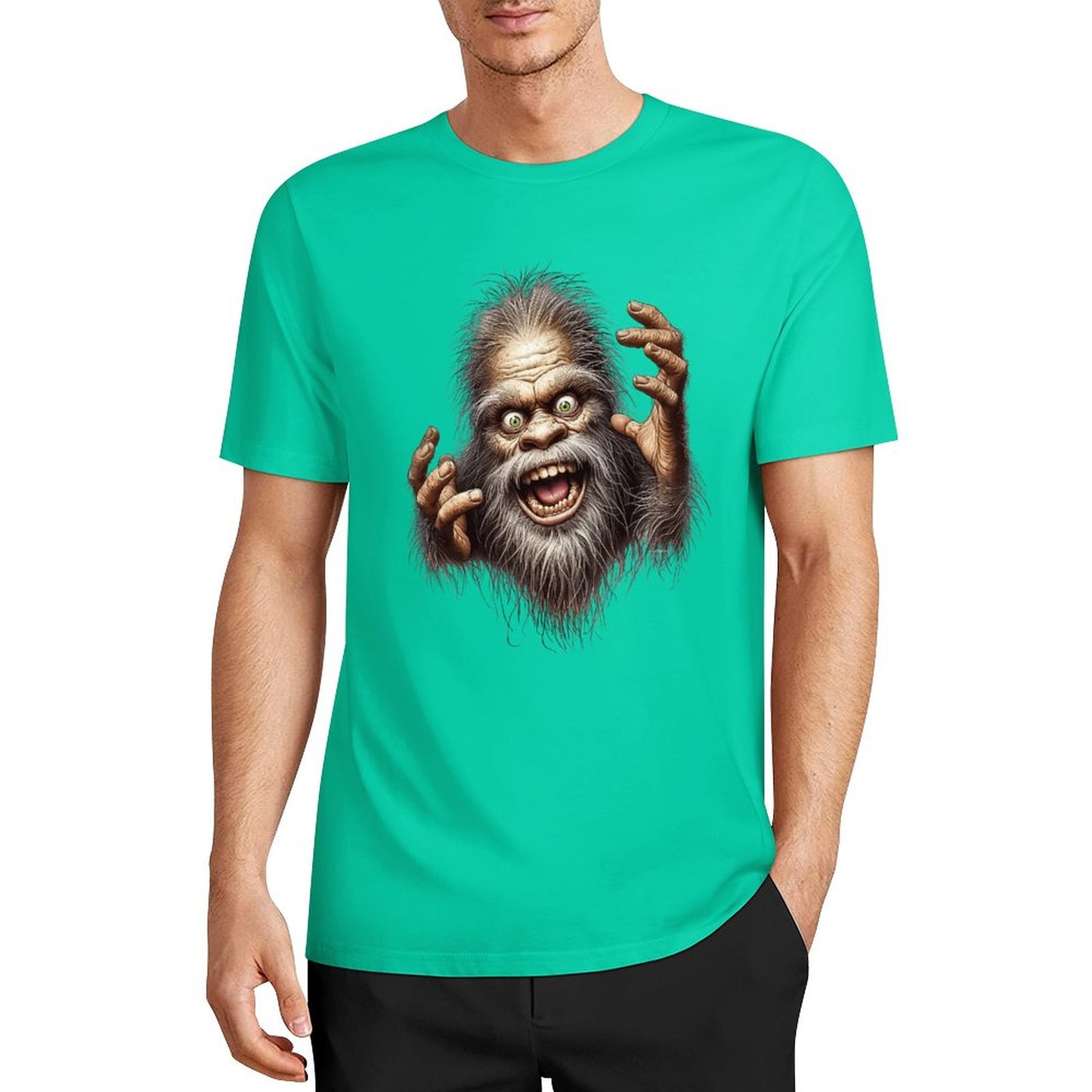 Bigfoot - Sasquatch Crazy Hands Short Sleeve Cotton T-Shirt