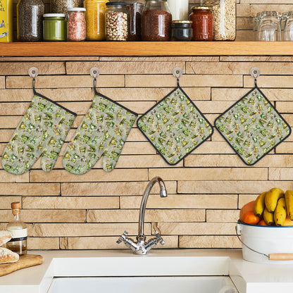 10 Animal Designs, 4 Piece Oven Mitts / Pot Holder Sets