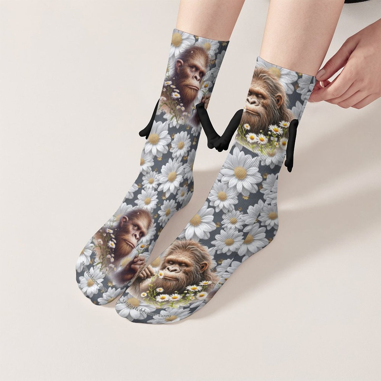 Bigfoot Daisies Magnetic Holding Hands Funny Socks – PERSONALIZE FREE