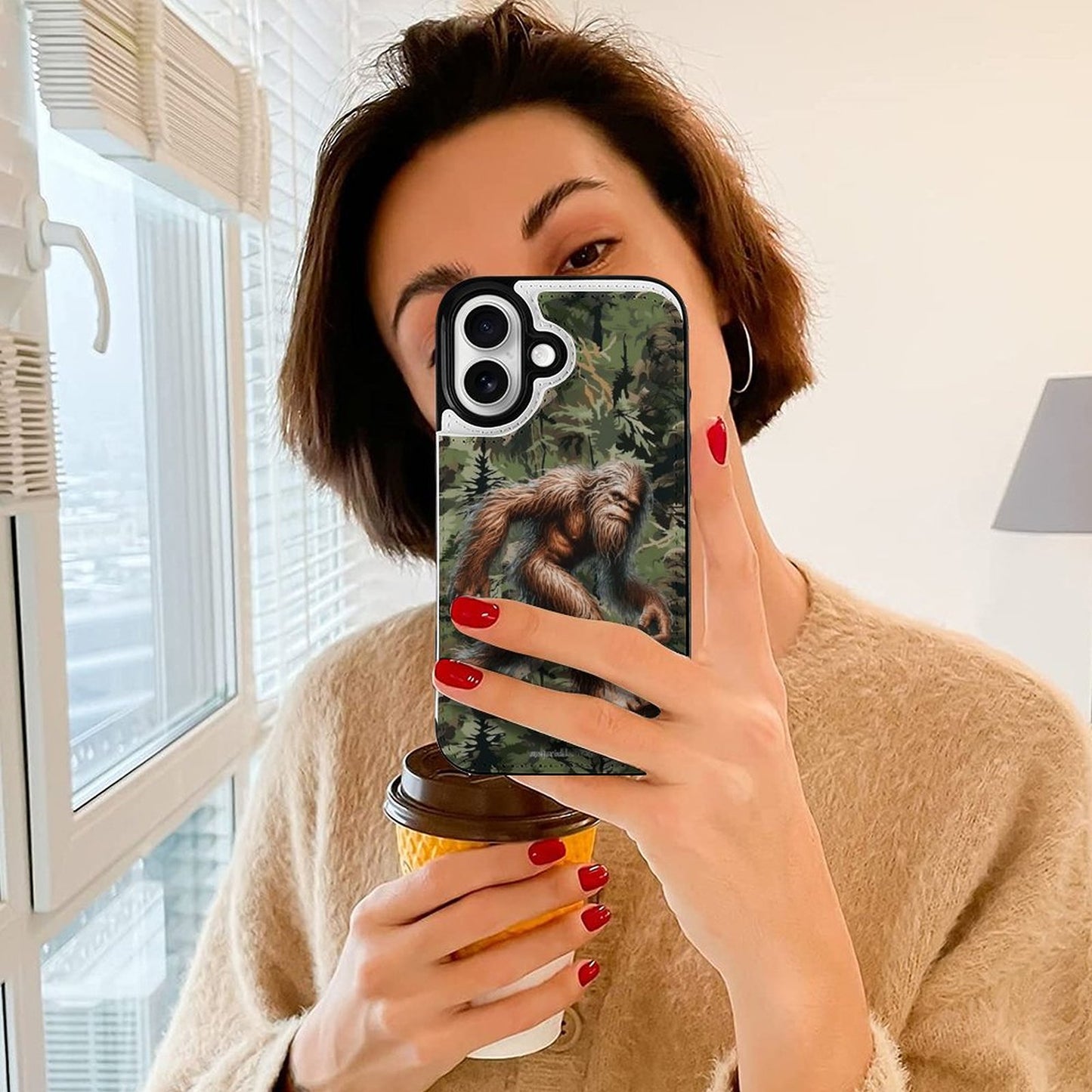 Bigfoot / Sasquatch in Woods, iPhone 16 Faux Leather Wallet Case