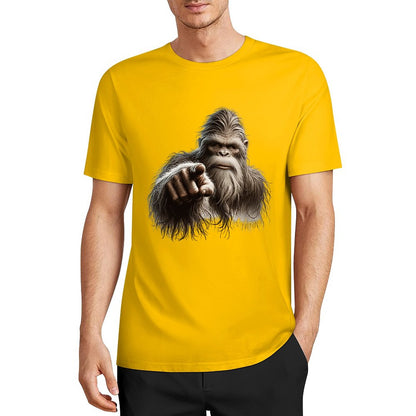 Bigfoot - Sasquatch Pointing Short Sleeve Cotton T-Shirt
