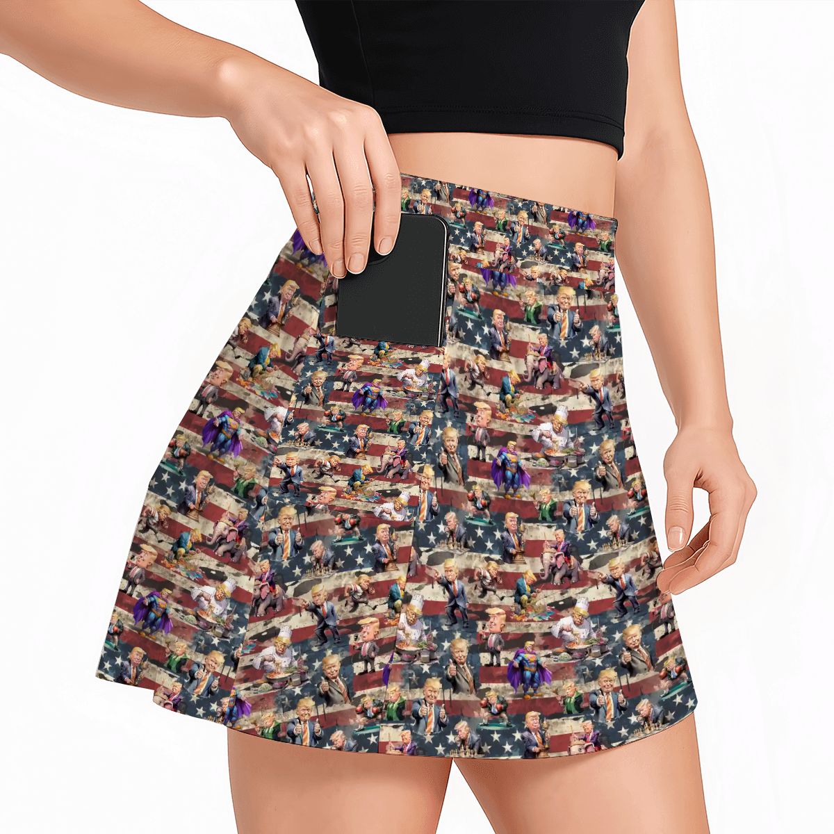 10 Donald Trump Designs, Women’s Milk Silk Sports Skorts with Pockets