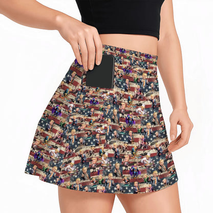 10 Donald Trump Designs, Women’s Milk Silk Sports Skorts with Pockets