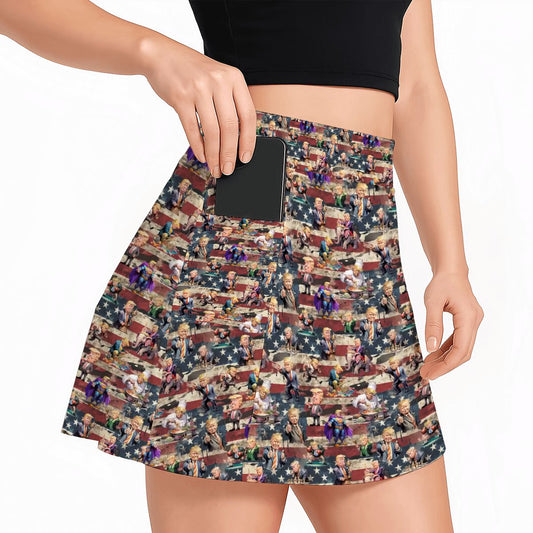 10 Donald Trump Designs, Women’s Milk Silk Sports Skorts with Pockets