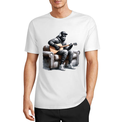 Bigfoot - Sasquatch Play Guitar Short Sleeve Cotton T-Shirt
