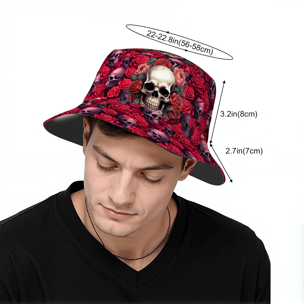 Skulls and Roses, Adult Bucket Hat