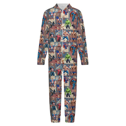 10 Trump Designs, Youth Flannel Footless Zip up Pajama Jumpsuit