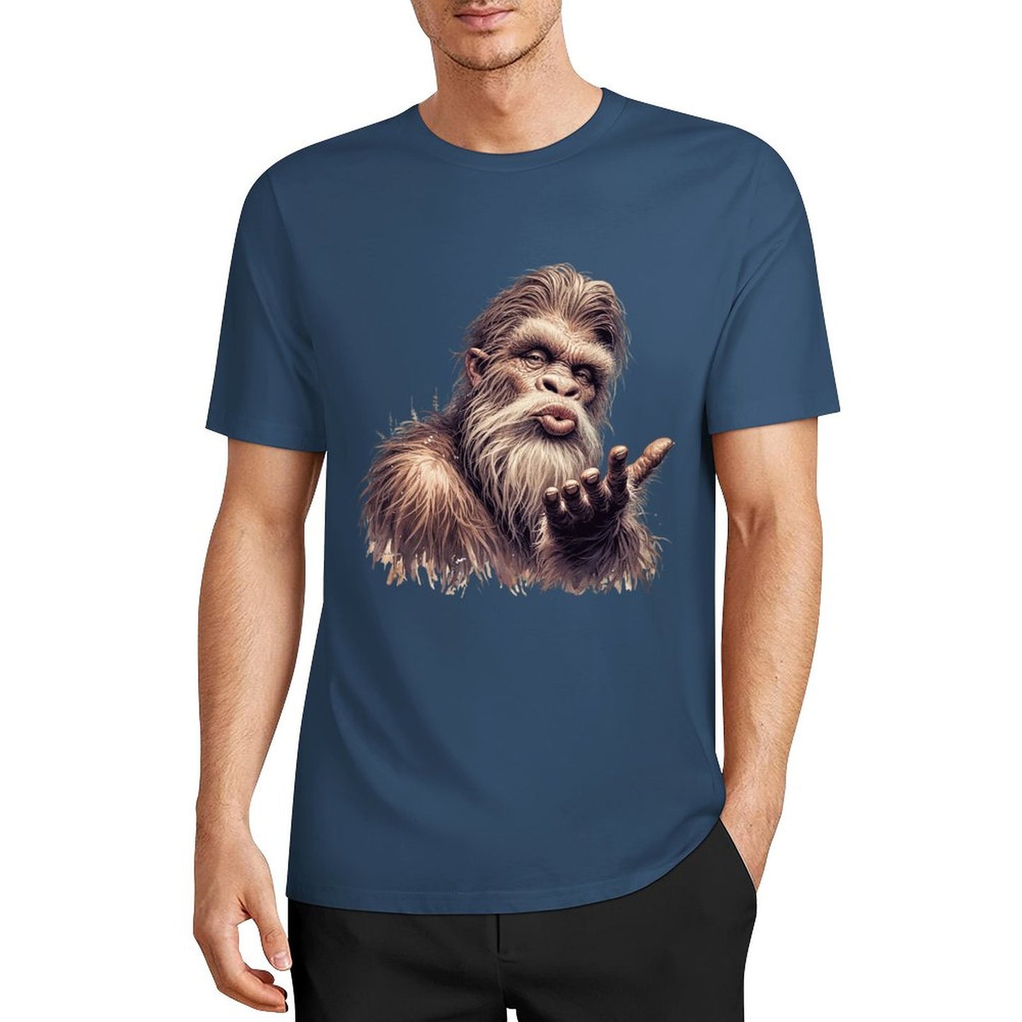 Bigfoot - Sasquatch Blowing Kiss Short Sleeve Cotton T-Shirt