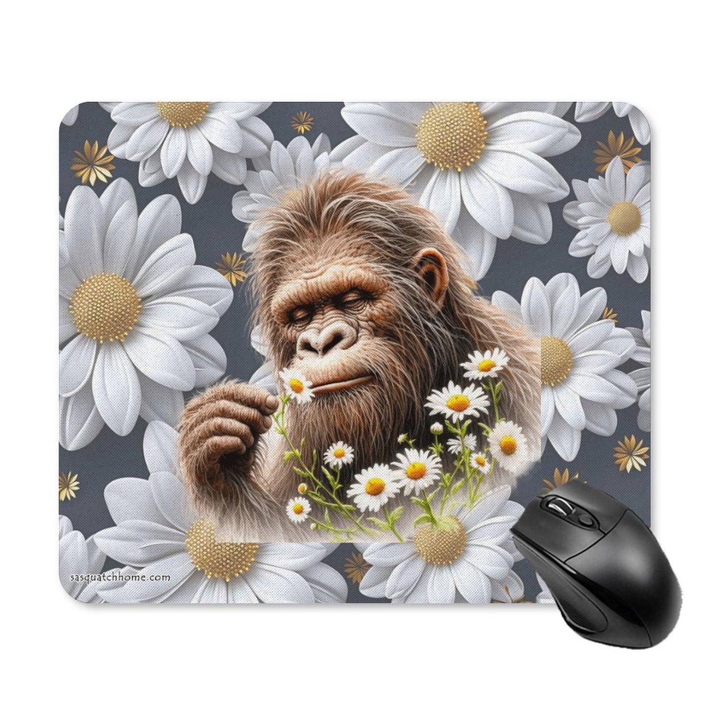 Sasquatch "Smell the Flowers" Square Mouse Pad