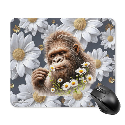 Sasquatch "Smell the Flowers" Square Mouse Pad