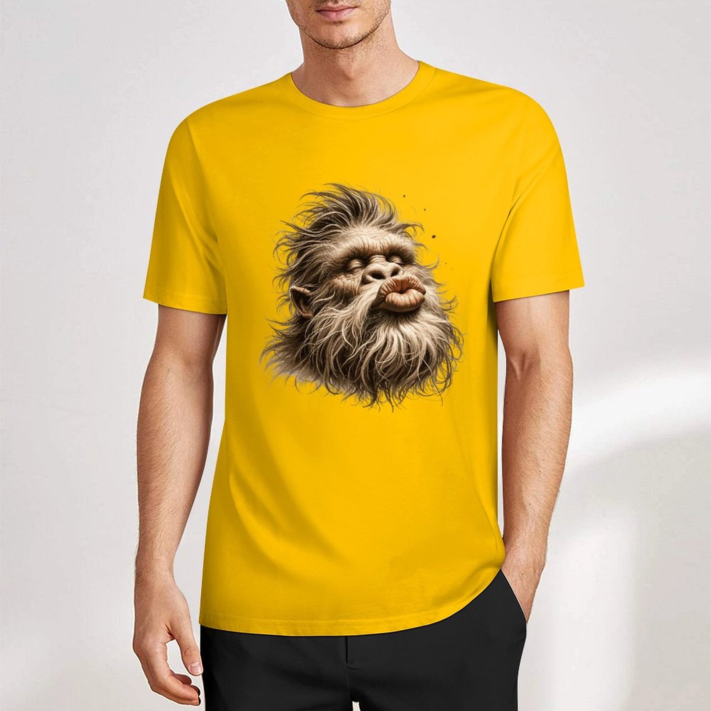 Bigfoot - Sasquatch Kissy Face Short Sleeve Cotton T-Shirt
