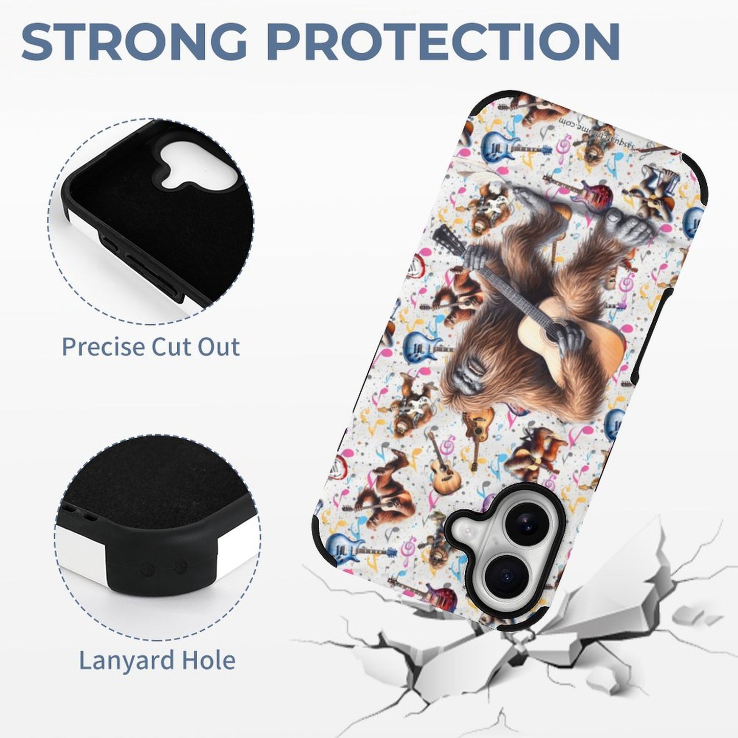 Bigfoot / Sasquatch Playing Guitar, Microfiber iPhone 16 Cases