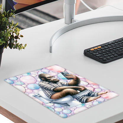 Bigfoot, Sasquatch, 9” x 7” Round Mouse Pad w/ Anti Slip Base