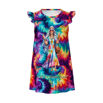 Hippie "Keep it Groovy..", Girl's Flutter Sleeve Nightgown