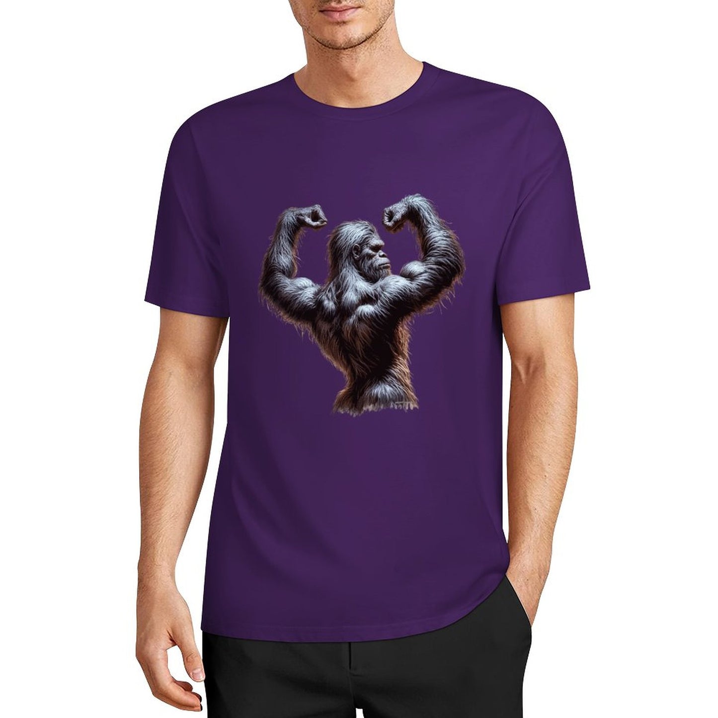 Bigfoot - Sasquatch Double Muscle Short Sleeve Cotton T-Shirt