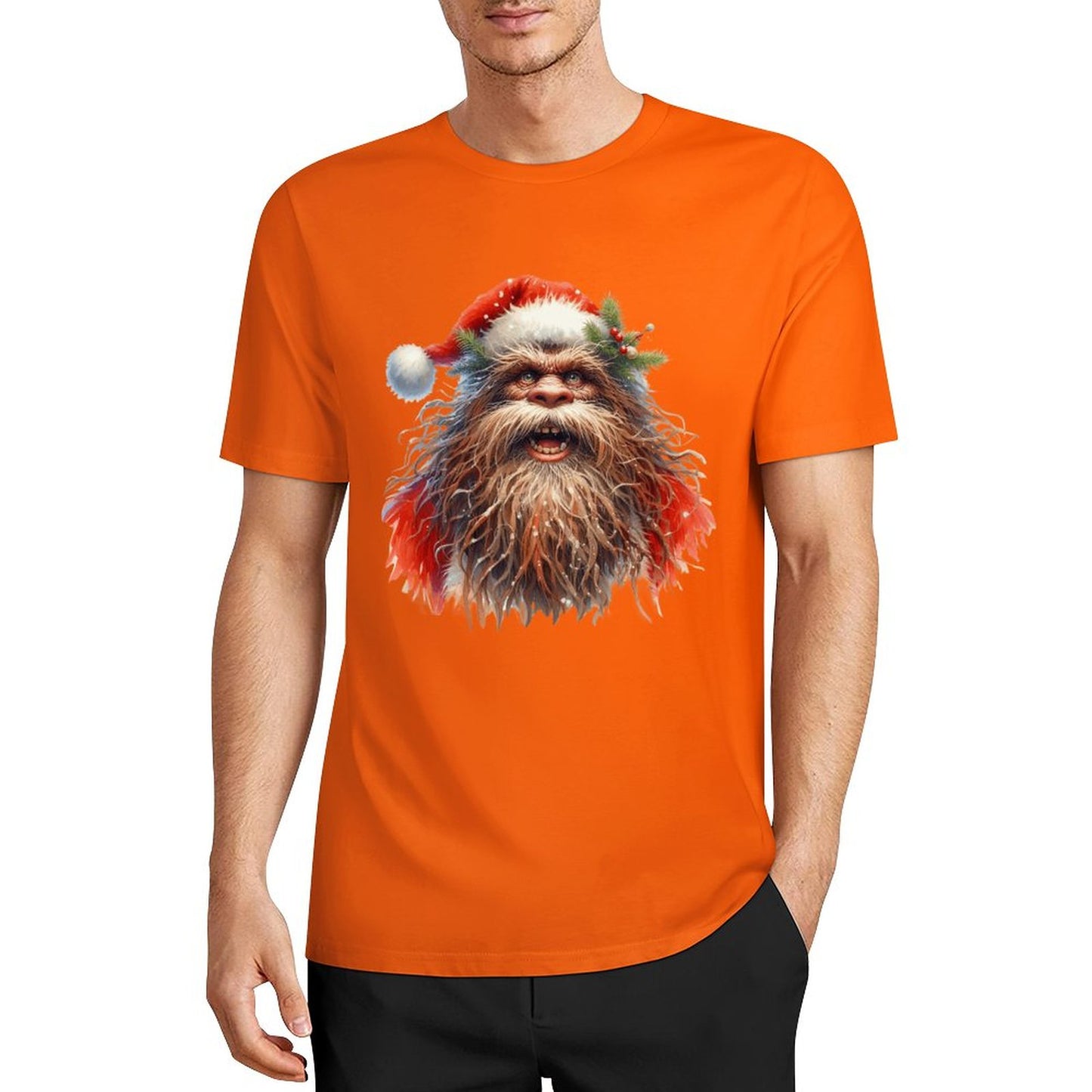 Bigfoot - Sasquatch Santa Short Sleeve Cotton T-Shirt