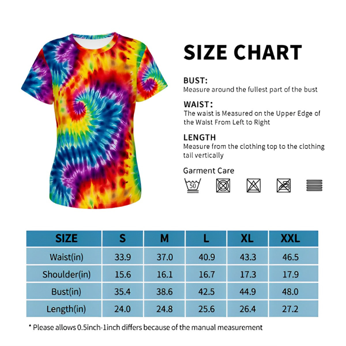 19 Tie Dye Designs, Women’s Polyester Short Sleeve T-Shirt