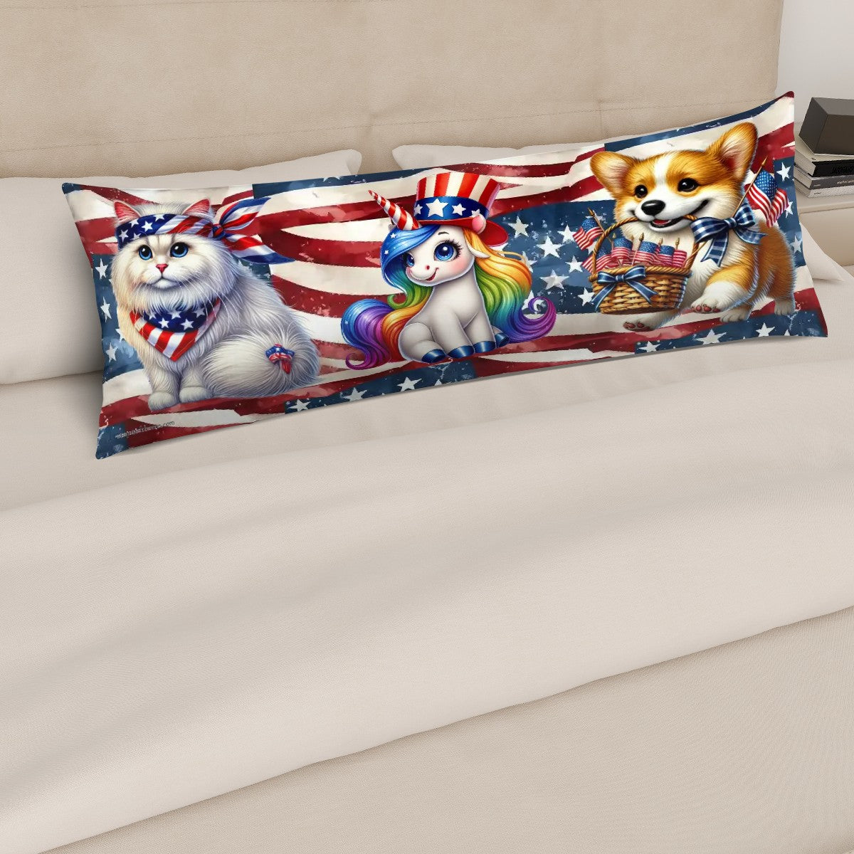 Patriotic Critters, Long Body Pillow Case
