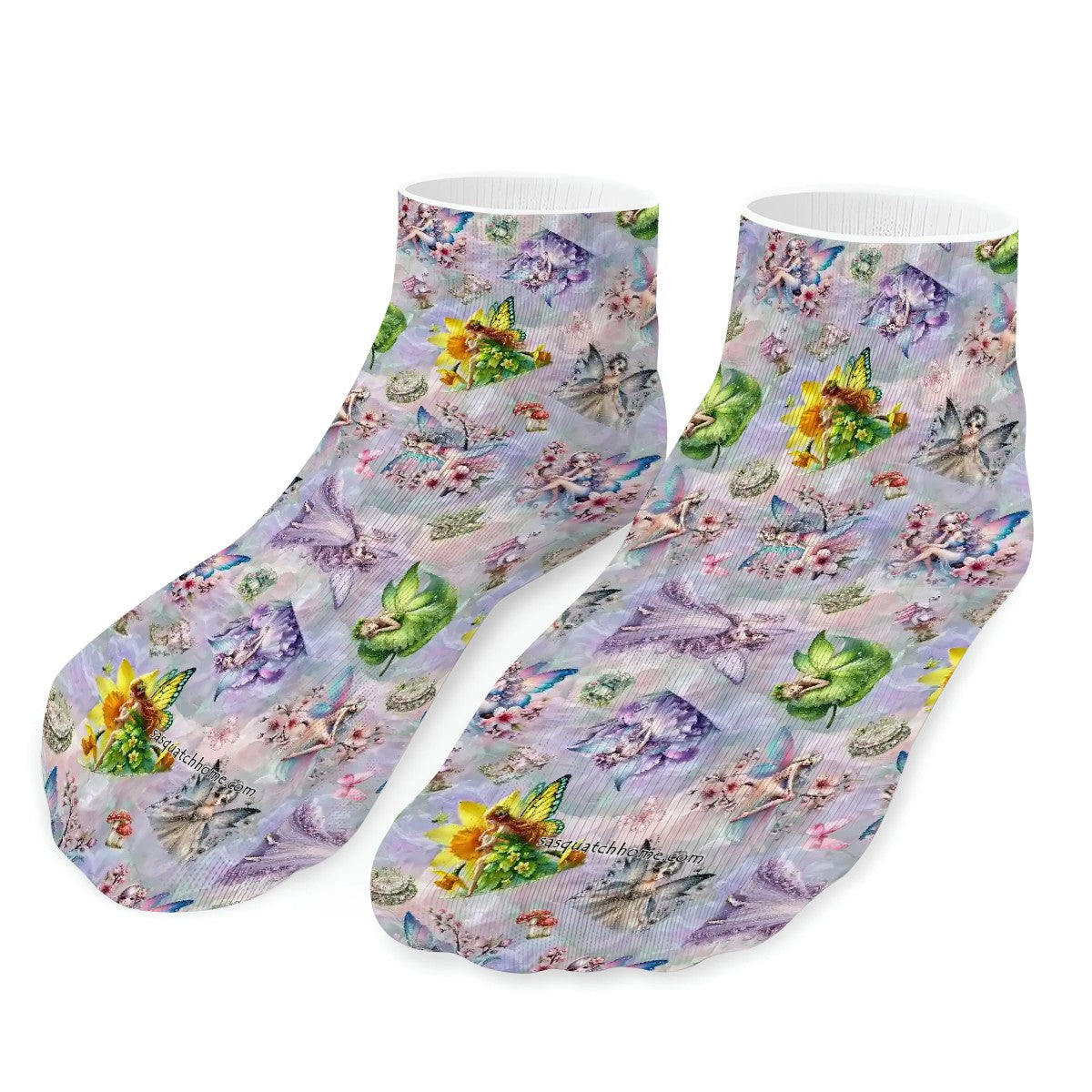 6 Fairy Designs, 8” Poly Ankle Socks