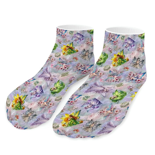 6 Fairy Designs, 8” Poly Ankle Socks