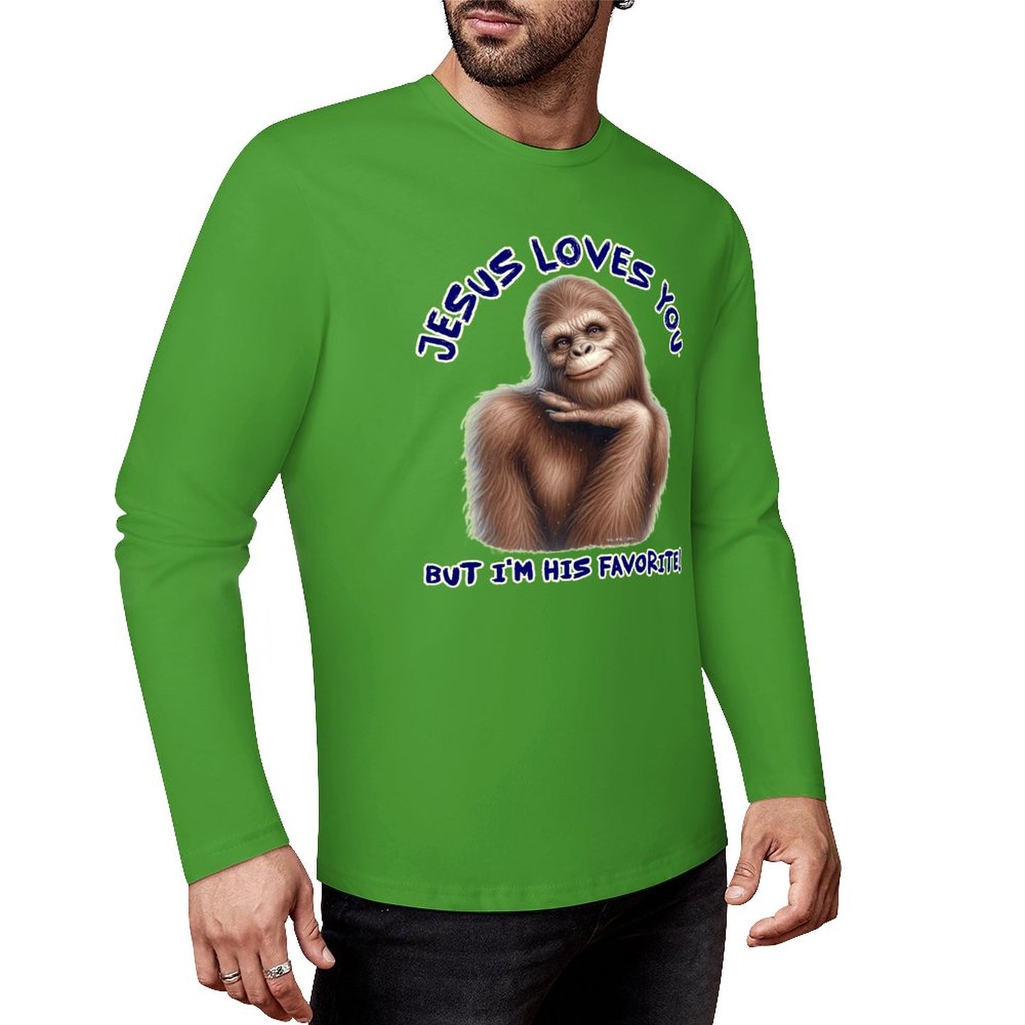 Bigfoot - Sasquatch "Jesus loves you..", Cotton Unisex Long Sleeve T-shirt