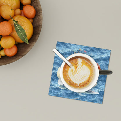 Pirate Themed, 6 Ceramic Coasters w metal stand