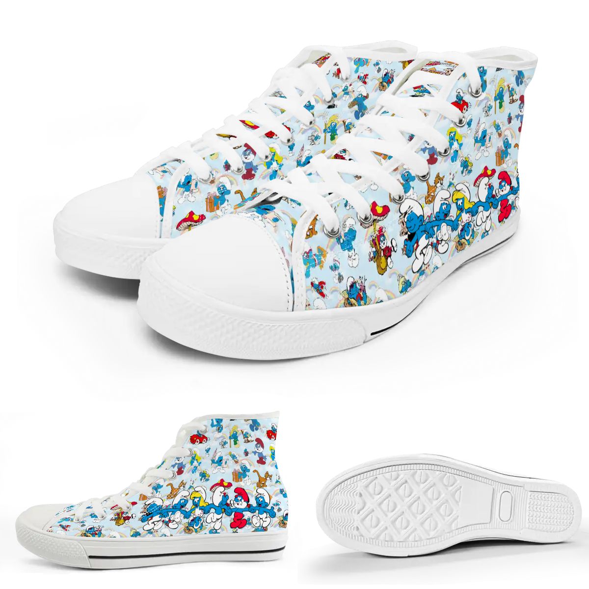 Smurf Design, Women's High Top Canvas Shoes
