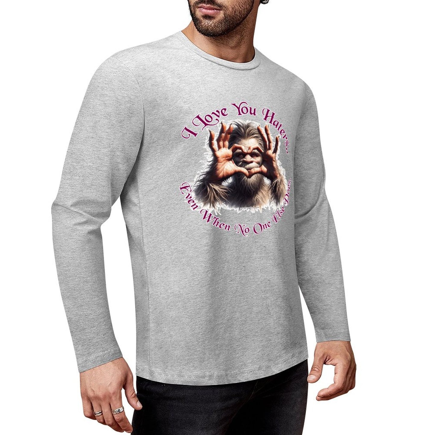 Bigfoot - Sasquatch "I love you.", Cotton Unisex Long Sleeve T-shirt