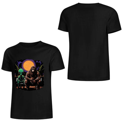 Bigfoot - Sasquatch & Alien Short Sleeve Cotton T-Shirt