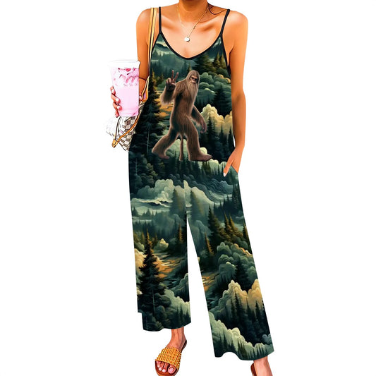Bigfoot / Sasquatch Peace Sign, Casual Jumpsuits for Women