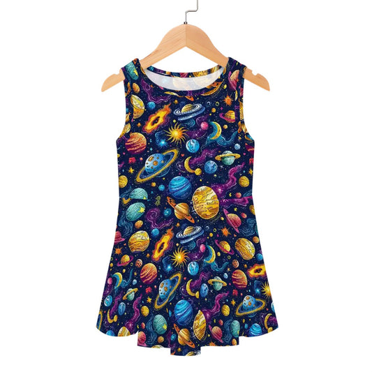 12 Galaxy / Outer Space Designs, Girl’s Sleeveless Dress