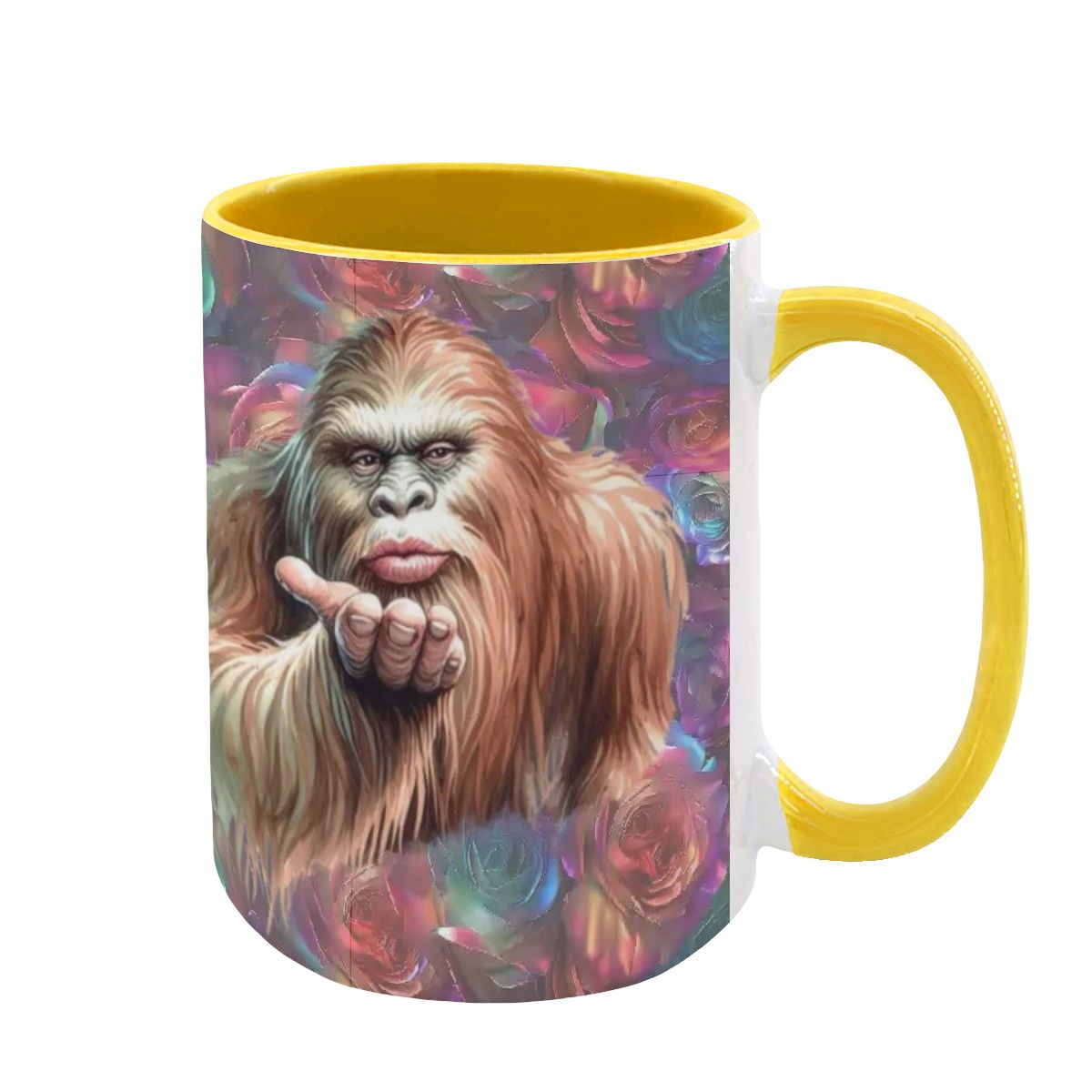 Bigfoot / Sasquatch Love, Large 15 Ounce Colorful Mugs – Made In USA