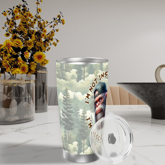 Sasquatch "Describing You", Themed 40 oz Travel Coffee Mug with a Straw