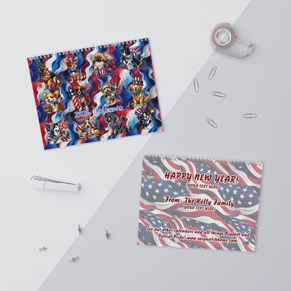 Patriotic Dog 8x11 inch Wall Calendar - American Flag Theme, 2024 Planner for Dog Lovers, Home Decor, Gift for Holidays, Office Organization